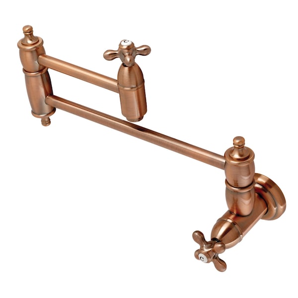 KS310AXAC Restoration Wall Mount Pot Filler Kitchen Faucet, Copper